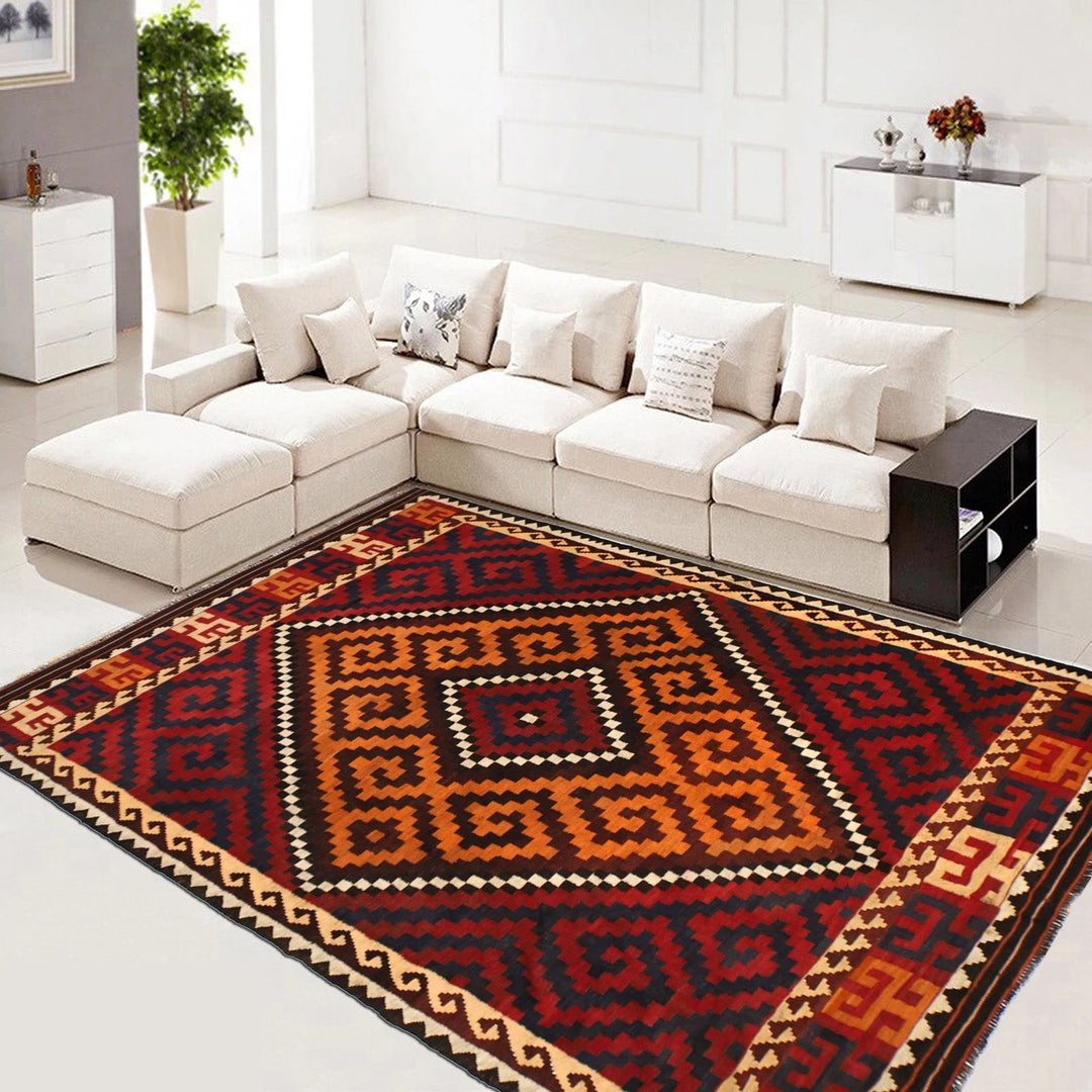 Afghan Maimana Kilim Rug 6' 4" x 10' 0" Flat-Weave | No. AL38709