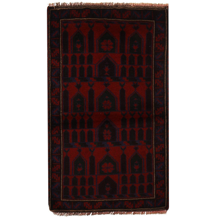 Red Afghan Prayer Rug 2' 8" x 4' 6" Hand-Knotted | No. AL38745