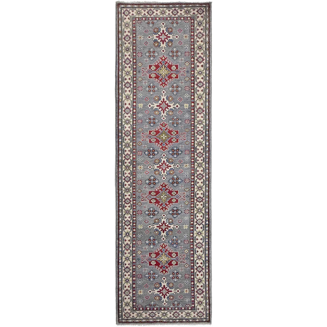 Gray Afghan Kazak Rug 2' 8" x 9' 6" Hand-Knotted | No. AL38758