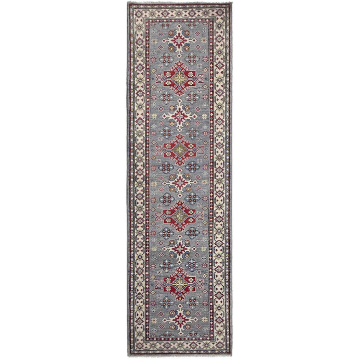 Gray Afghan Kazak Rug 2' 8" x 9' 6" Hand-Knotted | No. AL38758