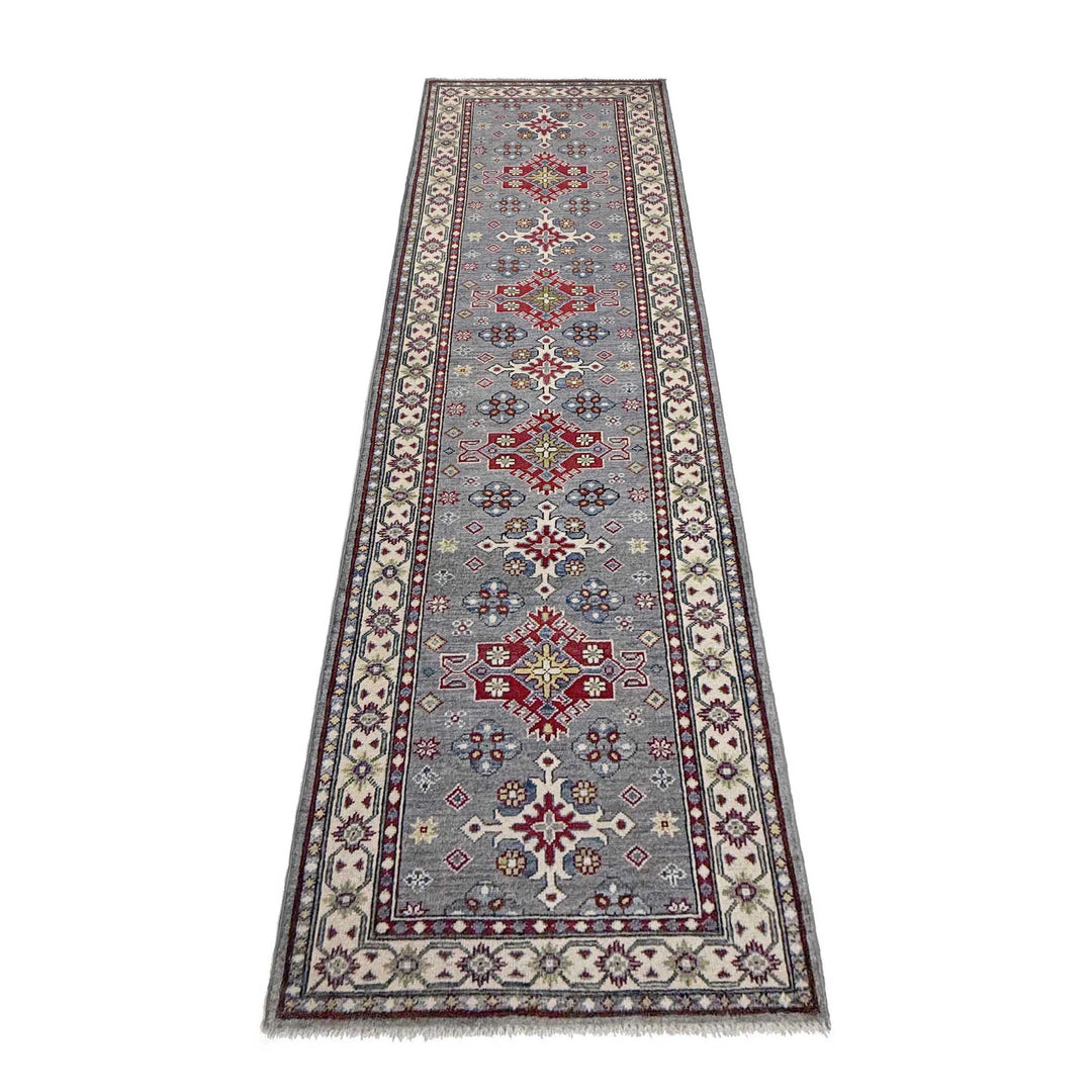 Gray Afghan Kazak Rug 2' 8" x 9' 6" Hand-Knotted | No. AL38758