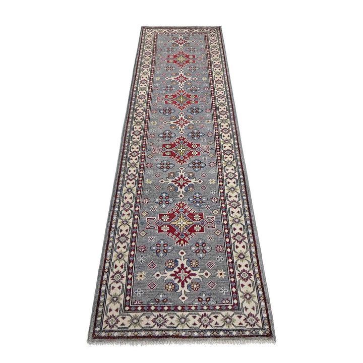 Gray Afghan Kazak Rug 2' 8" x 9' 6" Hand-Knotted | No. AL38758