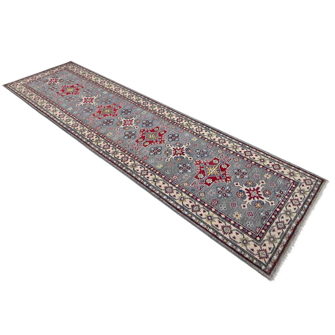Gray Afghan Kazak Rug 2' 8" x 9' 6" Hand-Knotted | No. AL38758