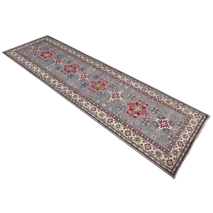 Gray Afghan Kazak Rug 2' 8" x 9' 6" Hand-Knotted | No. AL38758