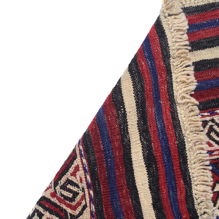 Beige Afghan Saghari Kilim Rug 6' 8" x 9' 3" Flat-Weave | No. AL38770