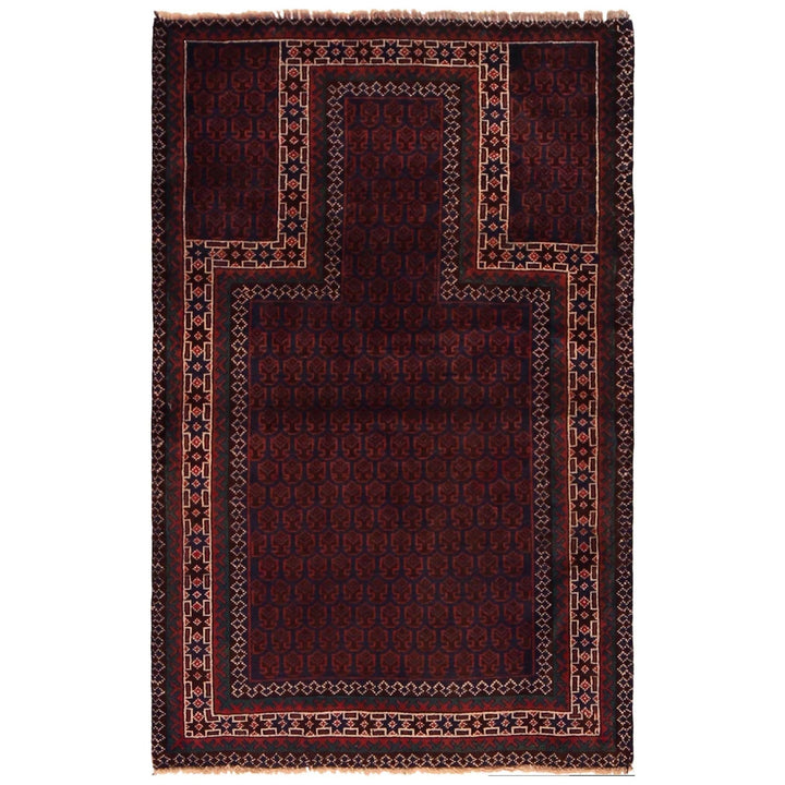 Red Afghan Prayer Rug 2' 11" x 4' 7" Hand-Knotted | No. AL38806
