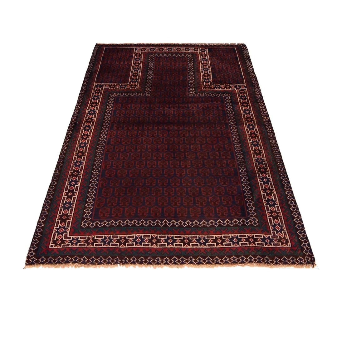 Red Afghan Prayer Rug 2' 11" x 4' 7" Hand-Knotted | No. AL38806