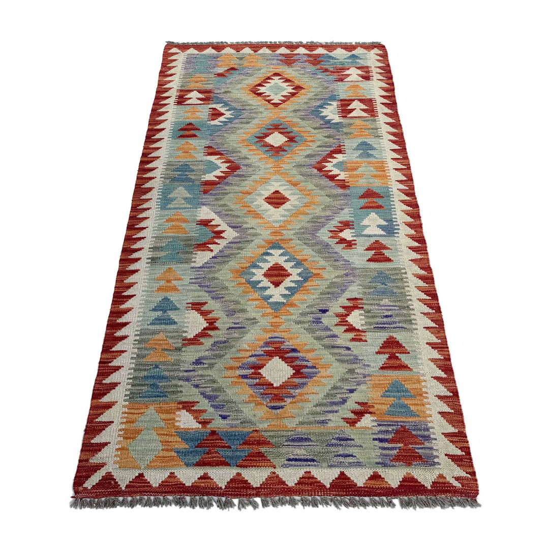 Afghan Vegetable Kilim Rug 2' 8" x 6' 3" Flat-Weave | No. AL388198