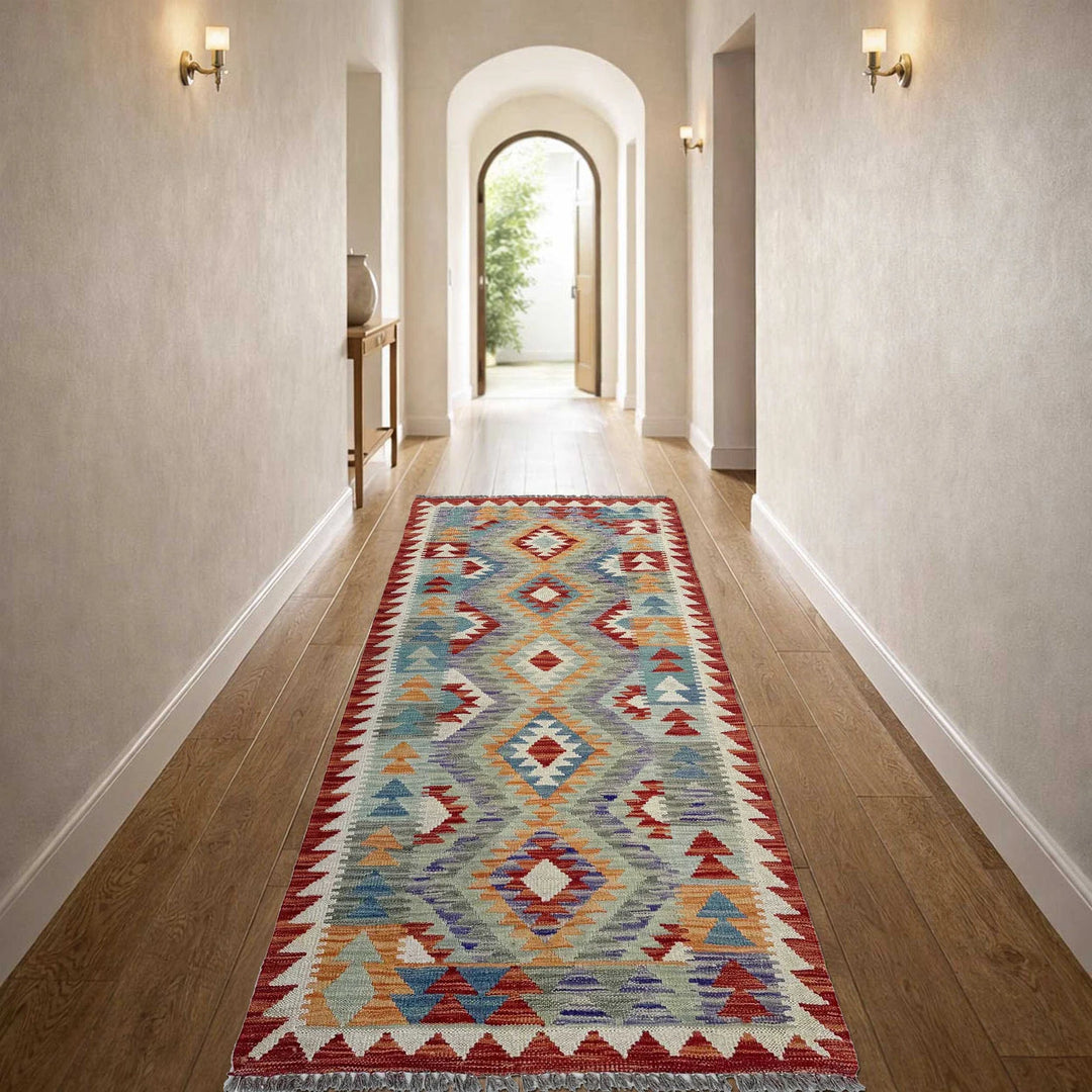 Afghan Vegetable Kilim Rug 2' 8" x 6' 3" Flat-Weave | No. AL388198