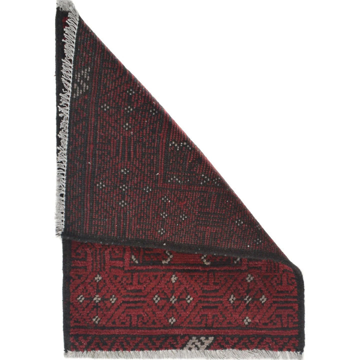 Red Afghan Oriental Rug 1' 8" x 2' 2" Hand-Knotted | No. AL38889