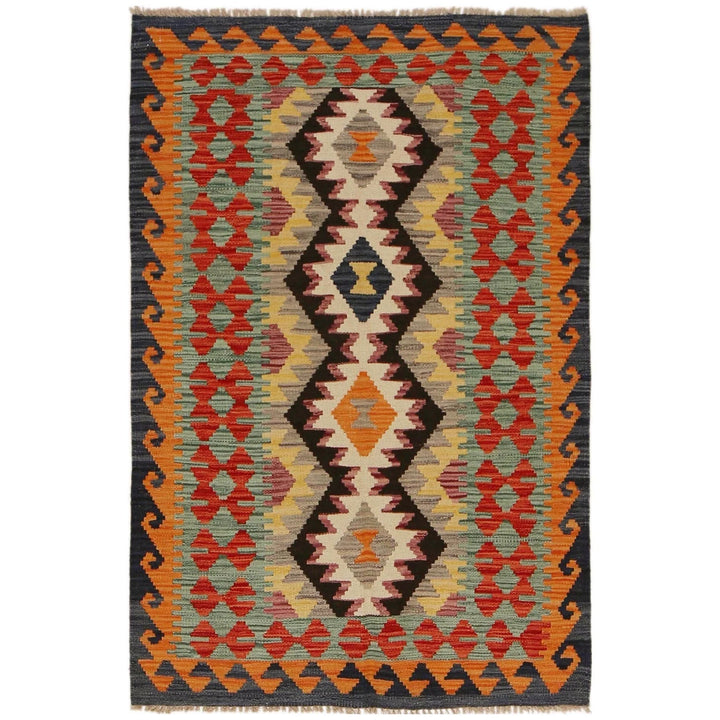 Afghan Vegetable Kilim Rug 3' 2" x 4' 10" Flat-Weave | No. AL38936