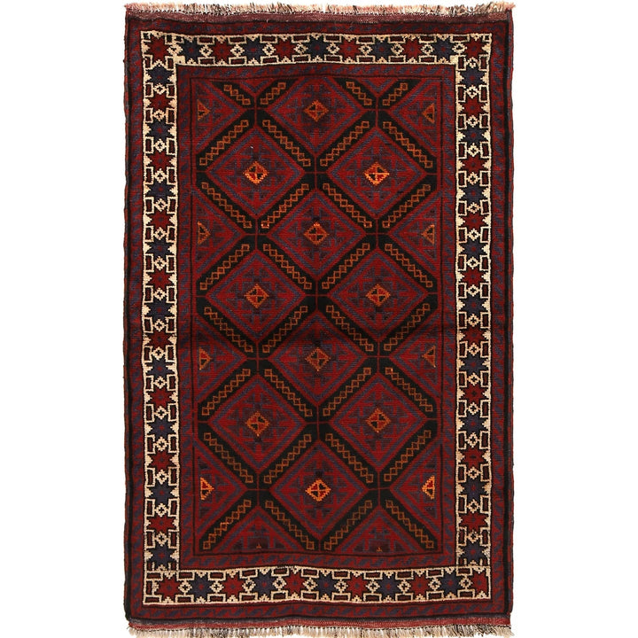 Afghan Baluchi Rug 3' 1" x 4' 10" Hand-Knotted | No. AL38973