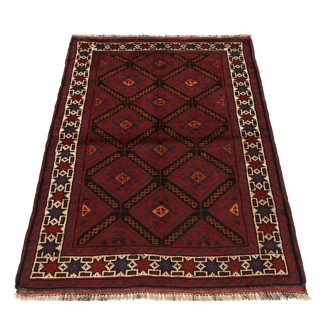 Afghan Baluchi Rug 3' 1" x 4' 10" Hand-Knotted | No. AL38973