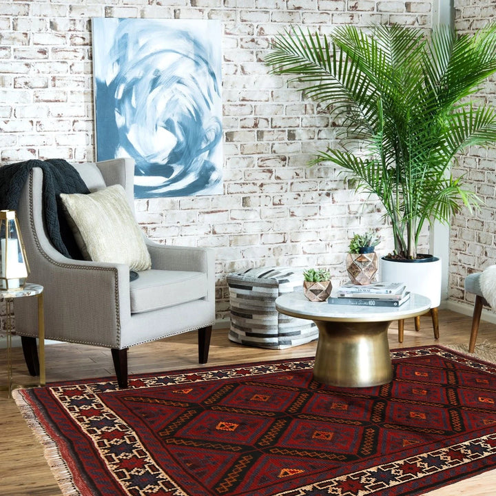 Afghan Baluchi Rug 3' 1" x 4' 10" Hand-Knotted | No. AL38973