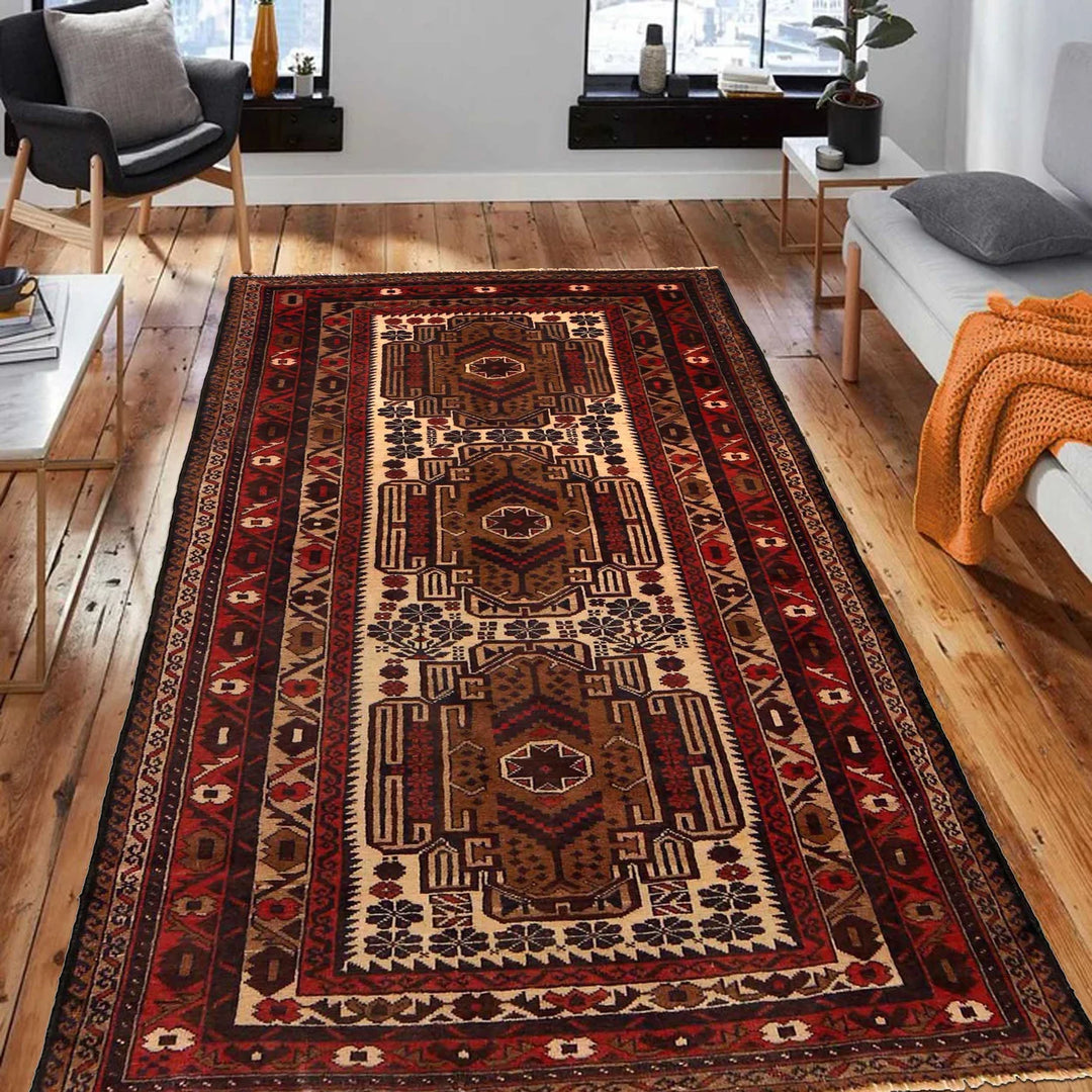 Afghan Baluchi Rug 3' 5" x 6' 6" Hand-Knotted | No. AL39074