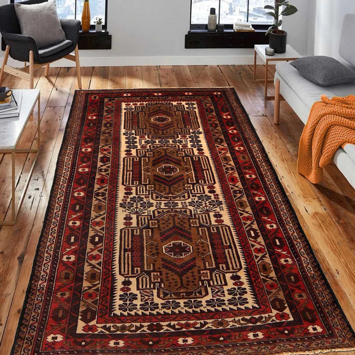 Afghan Baluchi Rug 3' 5" x 6' 6" Hand-Knotted | No. AL39074