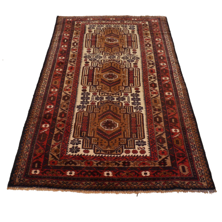 Afghan Baluchi Rug 3' 5" x 6' 6" Hand-Knotted | No. AL39074