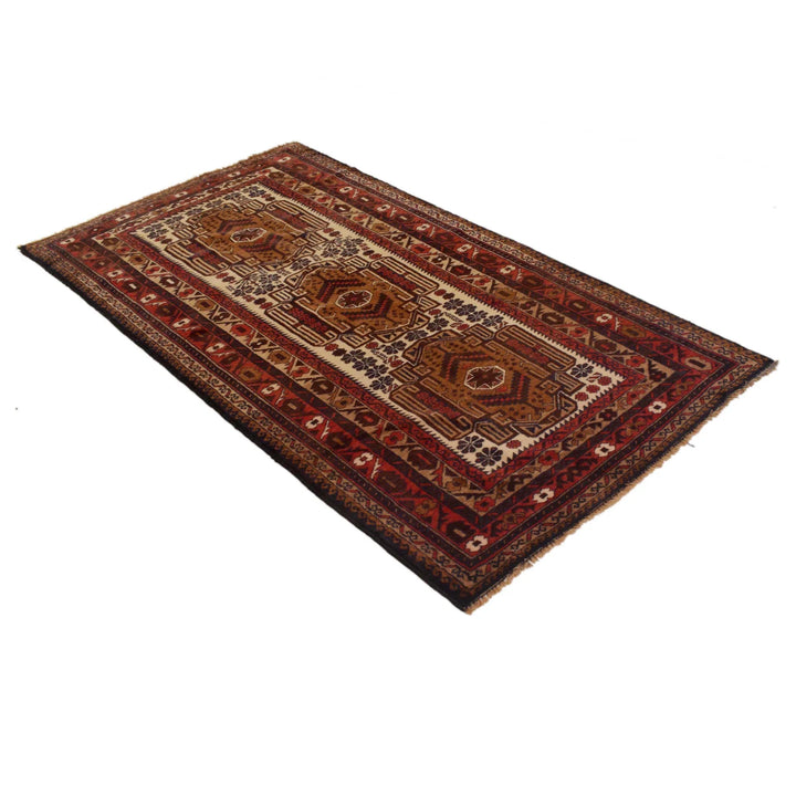 Afghan Baluchi Rug 3' 5" x 6' 6" Hand-Knotted | No. AL39074