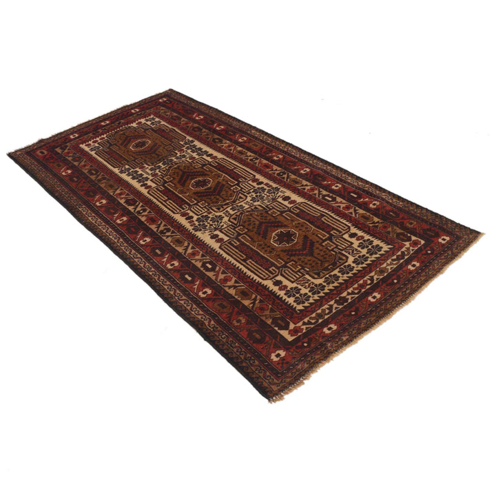 Afghan Baluchi Rug 3' 5" x 6' 6" Hand-Knotted | No. AL39074