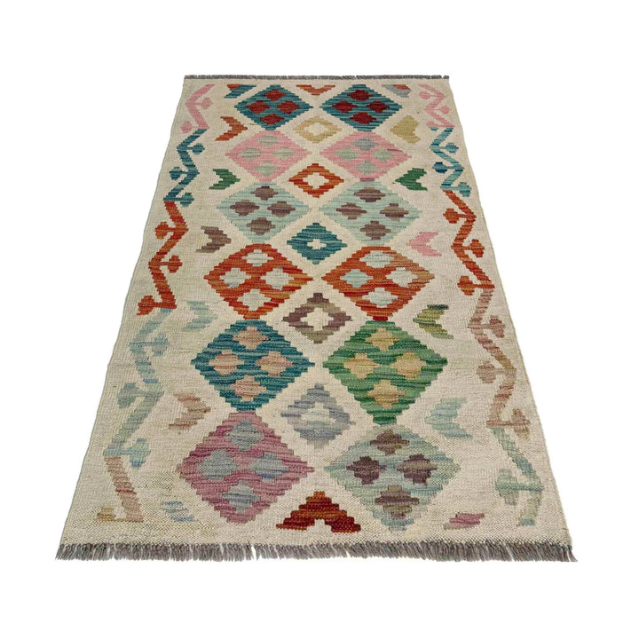 Afghan Vegetable Kilim Rug 2' 5" x 4' 2" Flat-Weave | No. AL390852