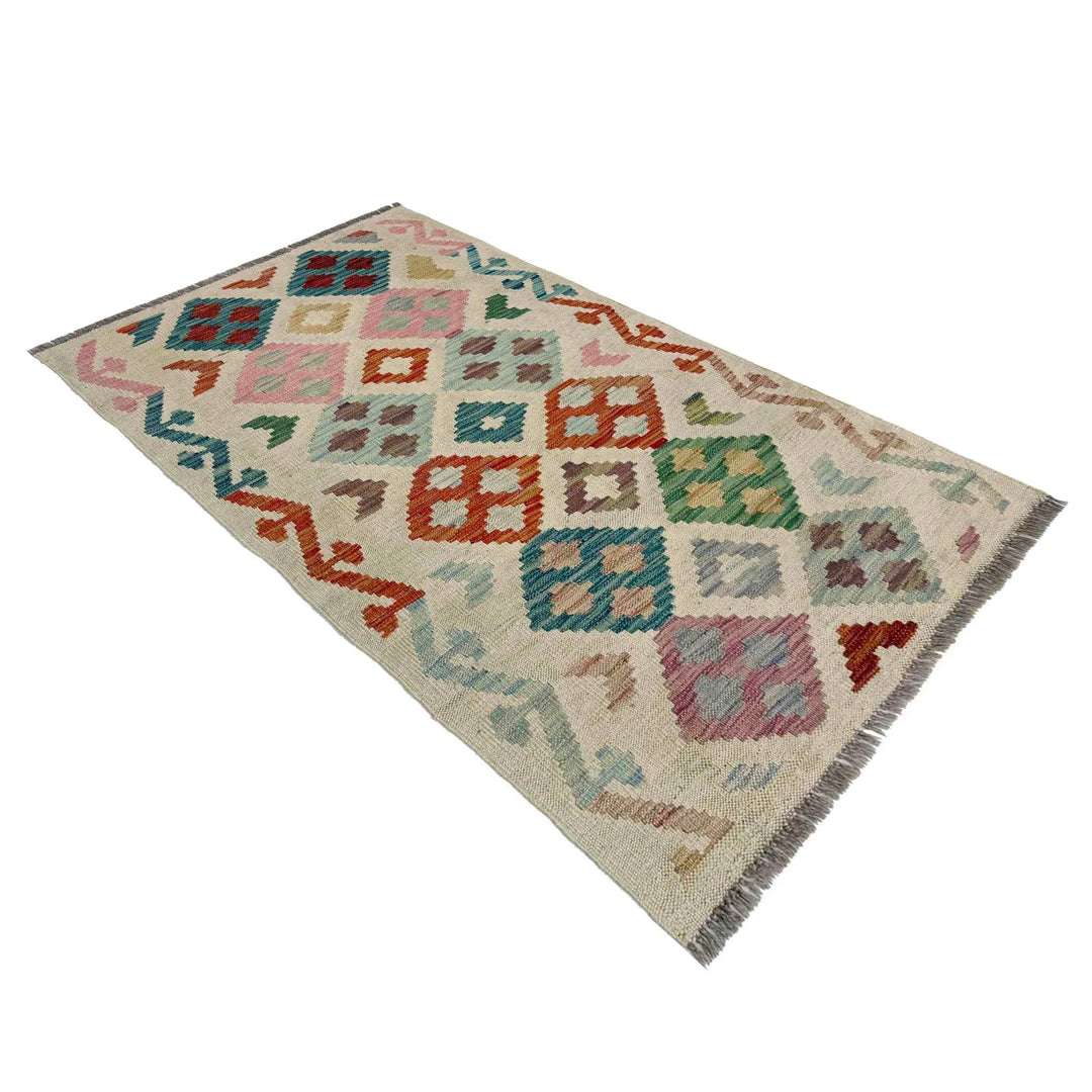 Afghan Vegetable Kilim Rug 2' 5" x 4' 2" Flat-Weave | No. AL390852