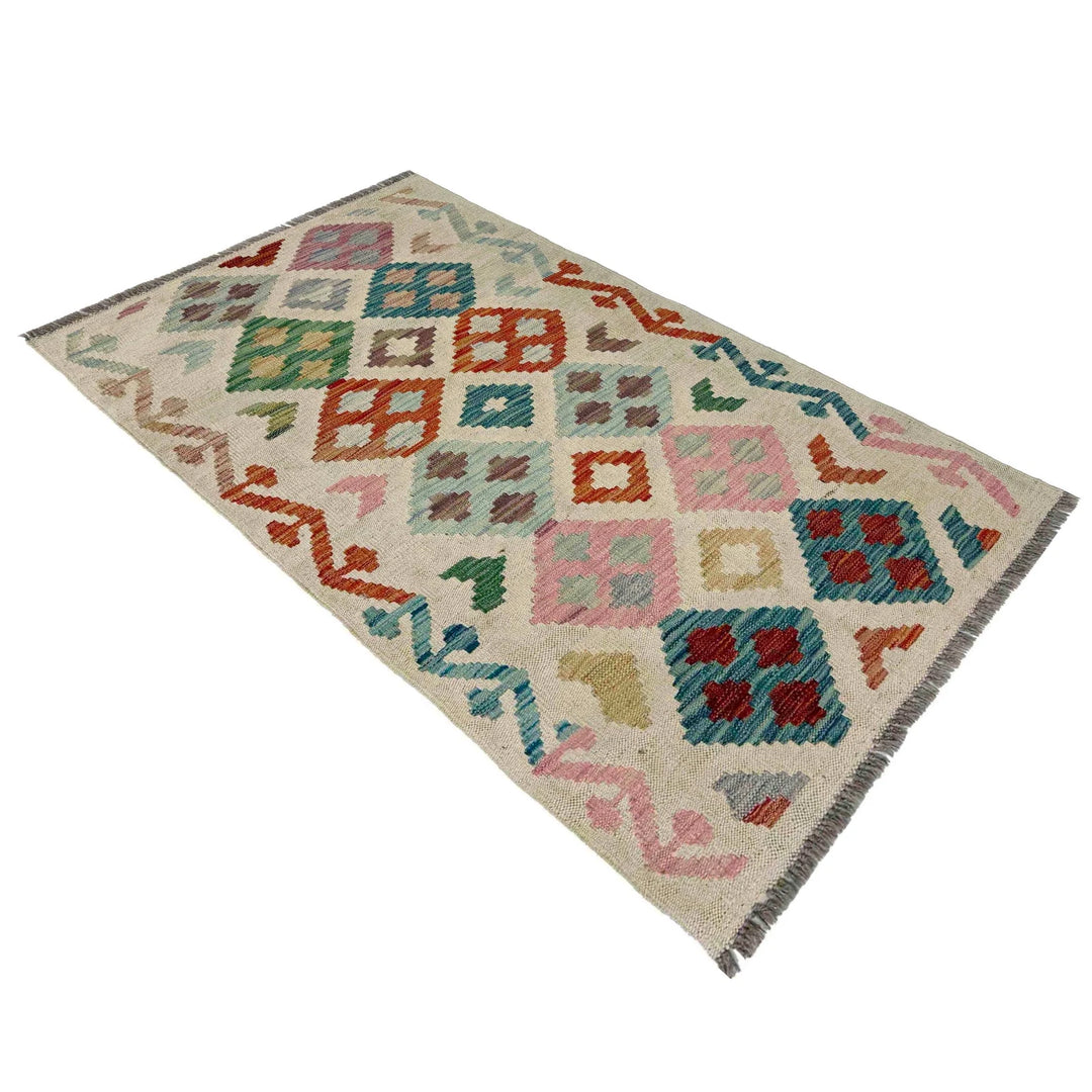 Afghan Vegetable Kilim Rug 2' 5" x 4' 2" Flat-Weave | No. AL390852