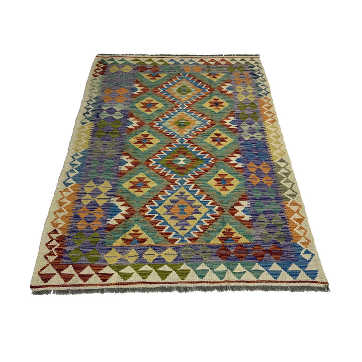 Afghan Vegetable Kilim Rug 4' 2" x 6' 6" Flat-Weave | No. AL391214