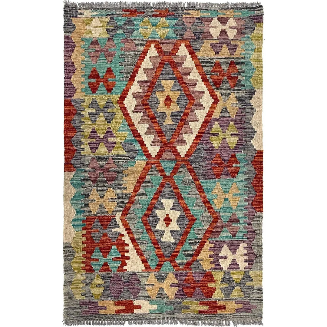 Afghan Kilim Rug 2' 6" x 4' 2" Flat-Weave | No. AL39125