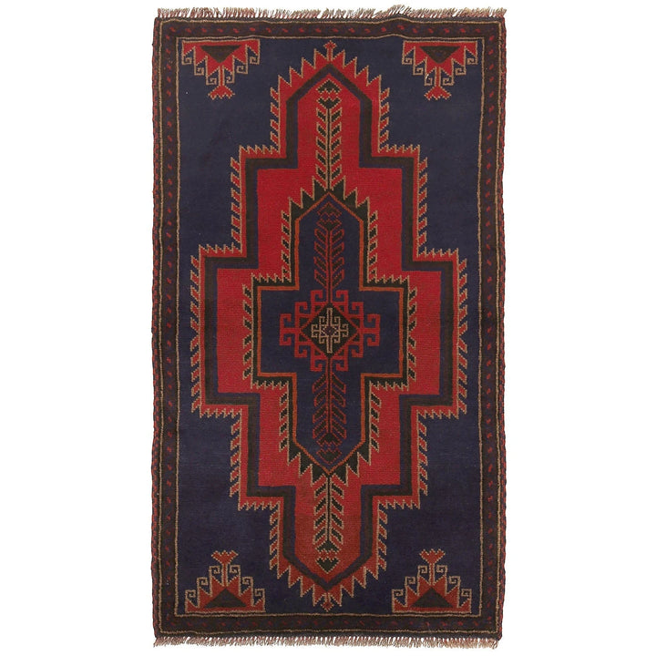 Dark Blue Afghan Baluchi Rug 2' 7" x 4' 10" Hand-Knotted | No. AL39161