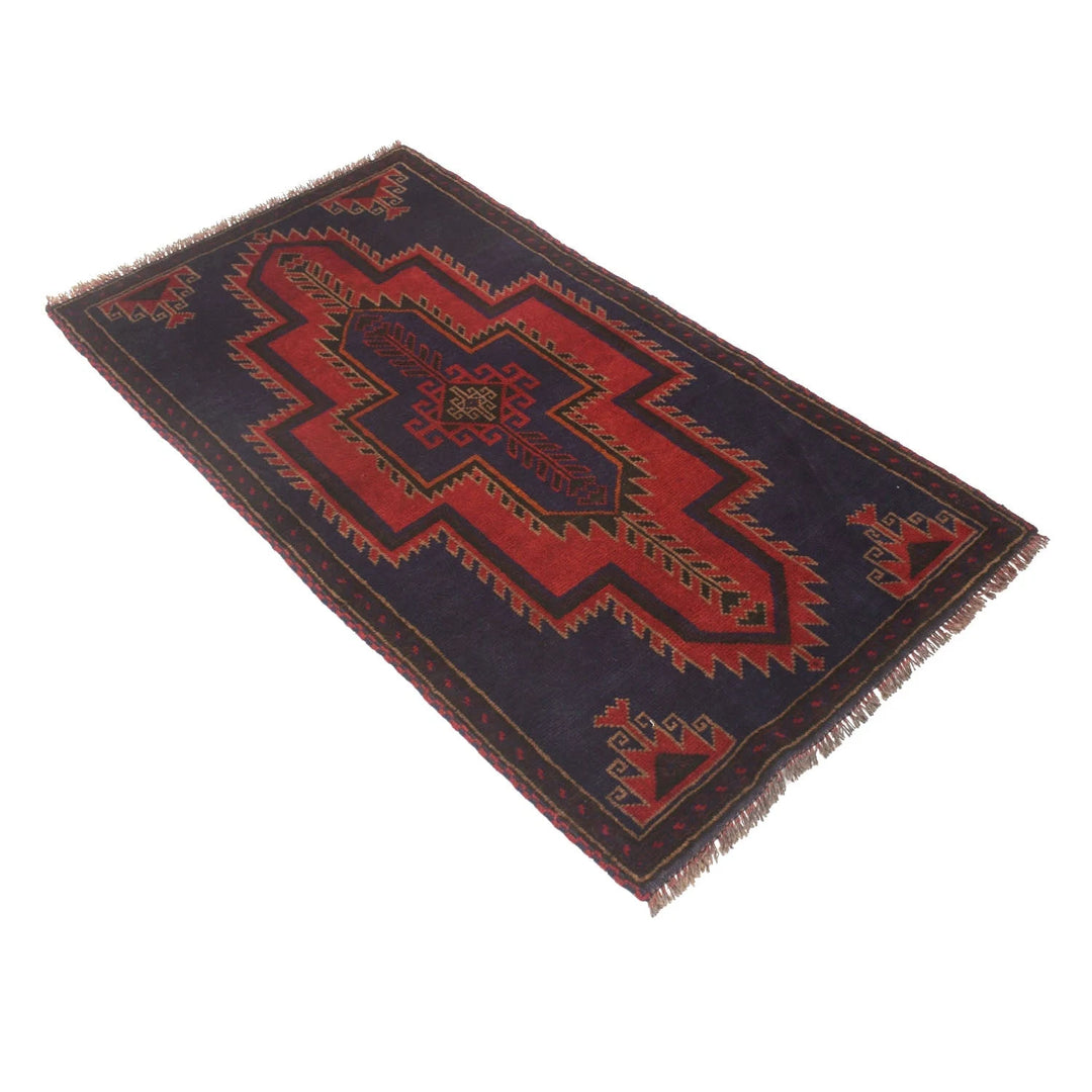 Dark Blue Afghan Baluchi Rug 2' 7" x 4' 10" Hand-Knotted | No. AL39161