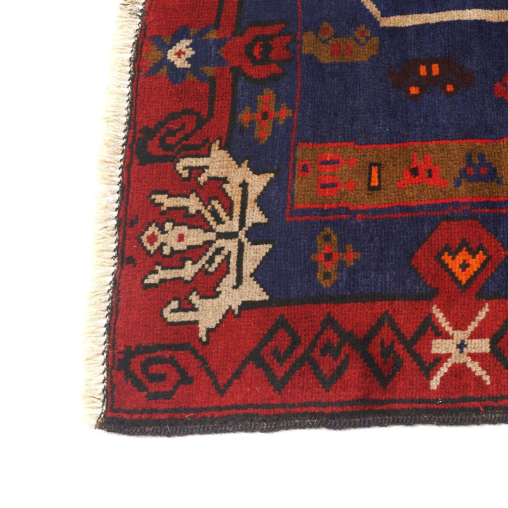 Afghan Pictorial Rug 4' 1" x 6' 2" Hand-Knotted | No. AL39182