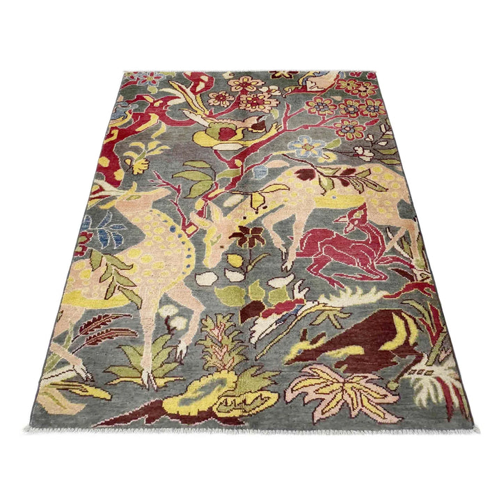 Afghan Tribal Rug 3' 3" x 4' 10" Hand-Knotted | No. AL39314
