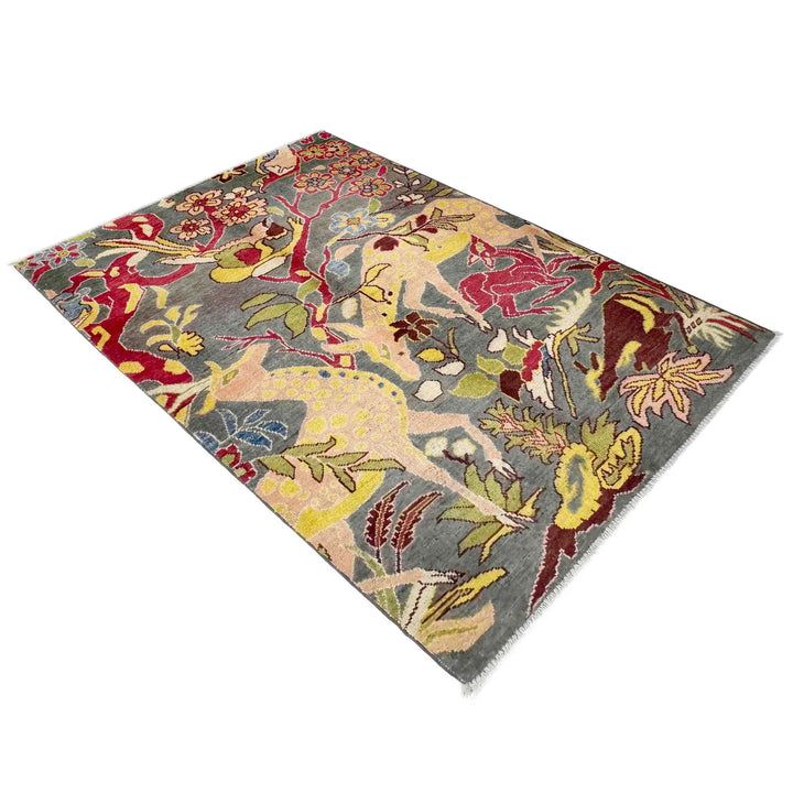 Afghan Tribal Rug 3' 3" x 4' 10" Hand-Knotted | No. AL39314