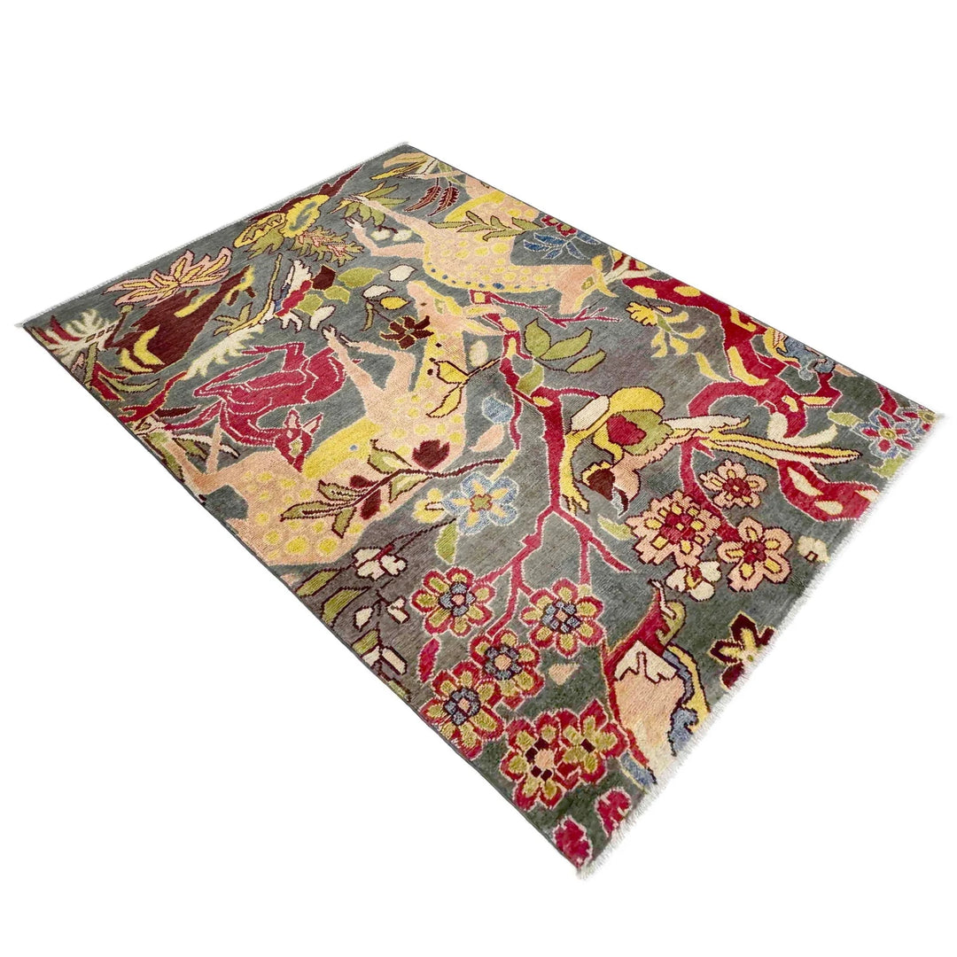 Afghan Tribal Rug 3' 3" x 4' 10" Hand-Knotted | No. AL39314