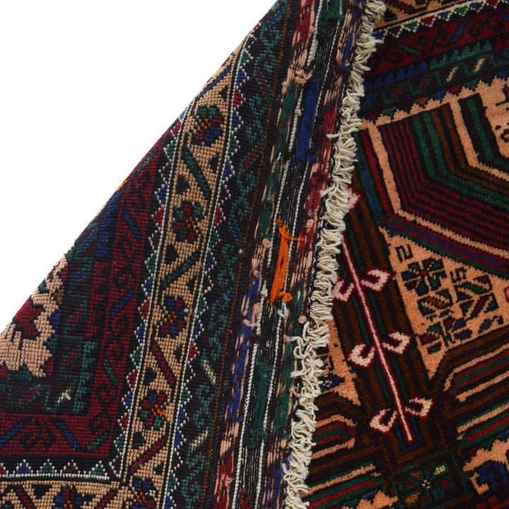Afghan Baluchi Rug 3' 1" x 4' 11" Hand-Knotted | No. AL39377