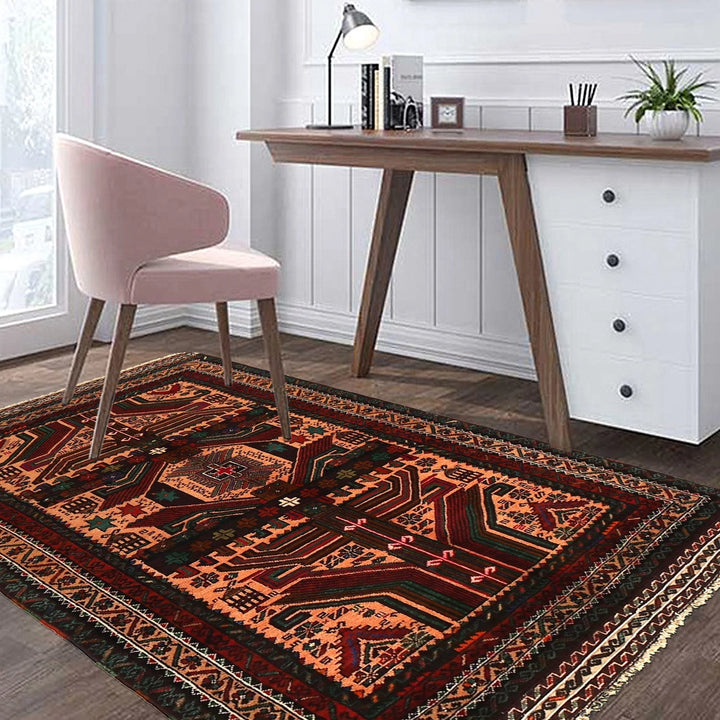 Afghan Baluchi Rug 3' 1" x 4' 11" Hand-Knotted | No. AL39377