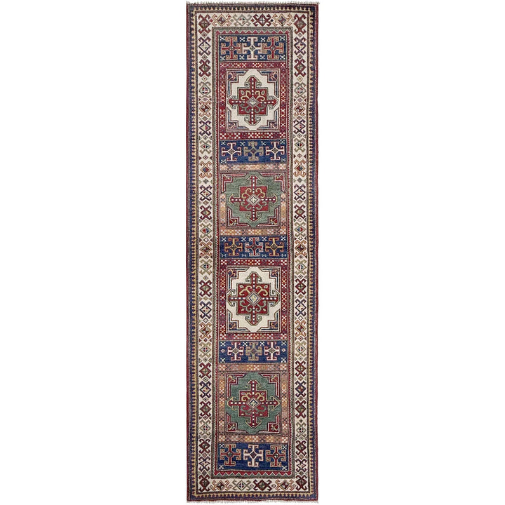 Afghan Kazak Runner Rug 2' 5" x 10' 2" Hand-Knotted | No. AL39399