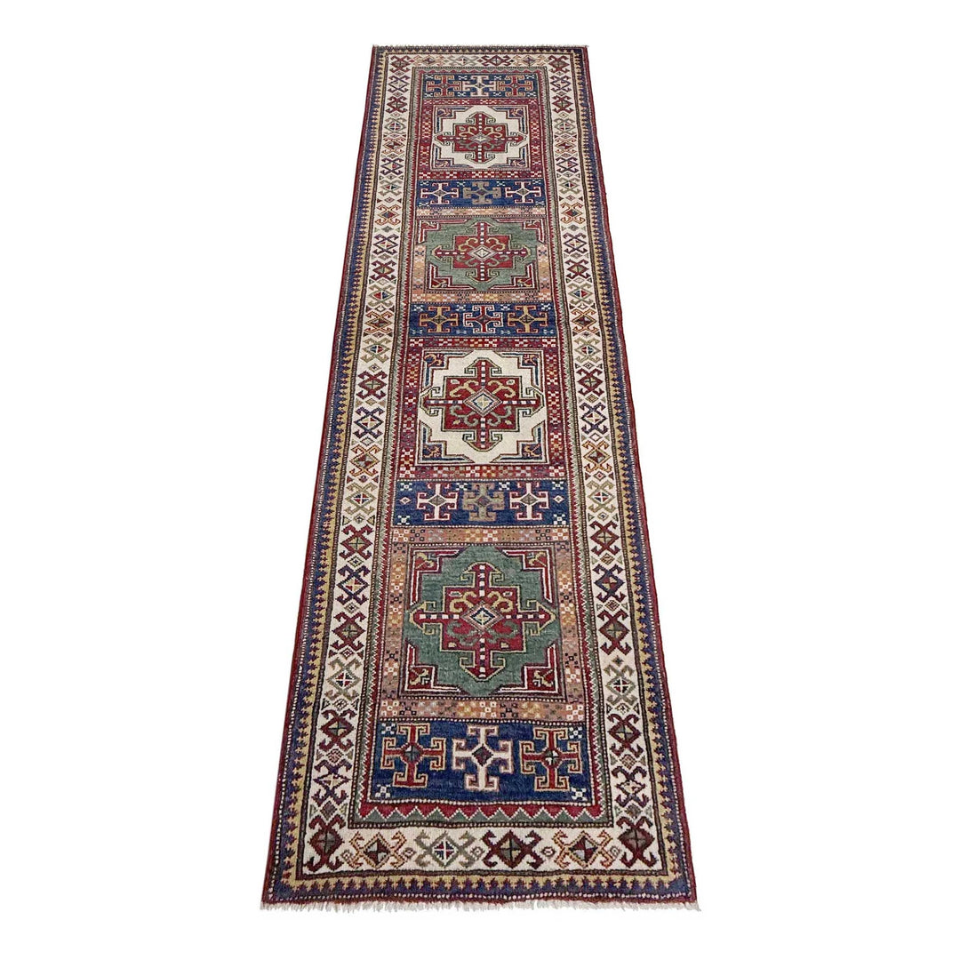 Afghan Kazak Runner Rug 2' 5" x 10' 2" Hand-Knotted | No. AL39399