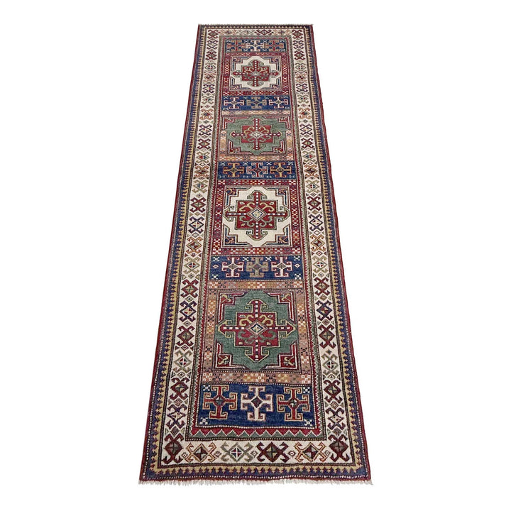 Afghan Kazak Runner Rug 2' 5" x 10' 2" Hand-Knotted | No. AL39399