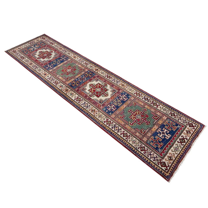 Afghan Kazak Runner Rug 2' 5" x 10' 2" Hand-Knotted | No. AL39399