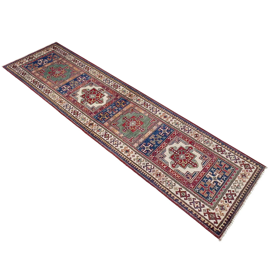 Afghan Kazak Runner Rug 2' 5" x 10' 2" Hand-Knotted | No. AL39399