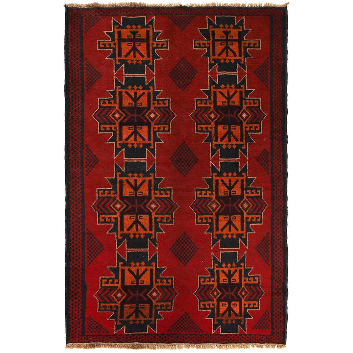 Afghan Baluchi Rug 3' 10" x 6' 4" Hand-Knotted | No. AL39439