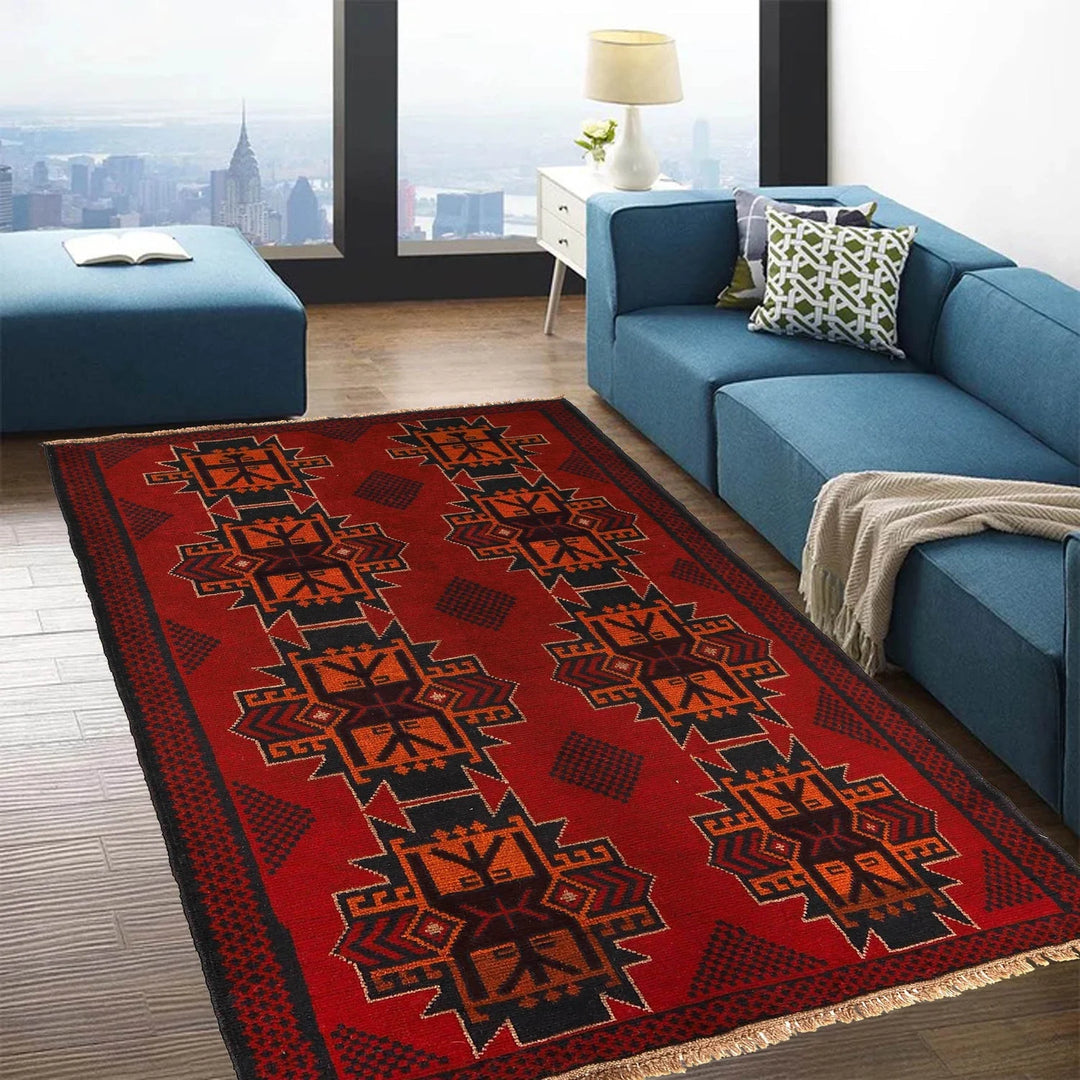 Afghan Baluchi Rug 3' 10" x 6' 4" Hand-Knotted | No. AL39439