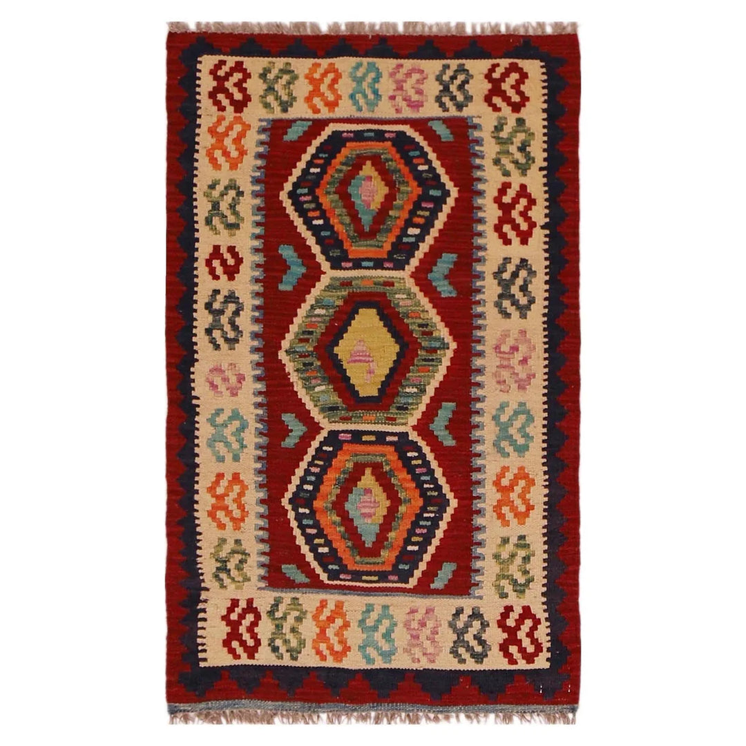 Afghan Chobi Kilim Rug 2' 2" x 3' 6" Flat-Weave | No. AL39450