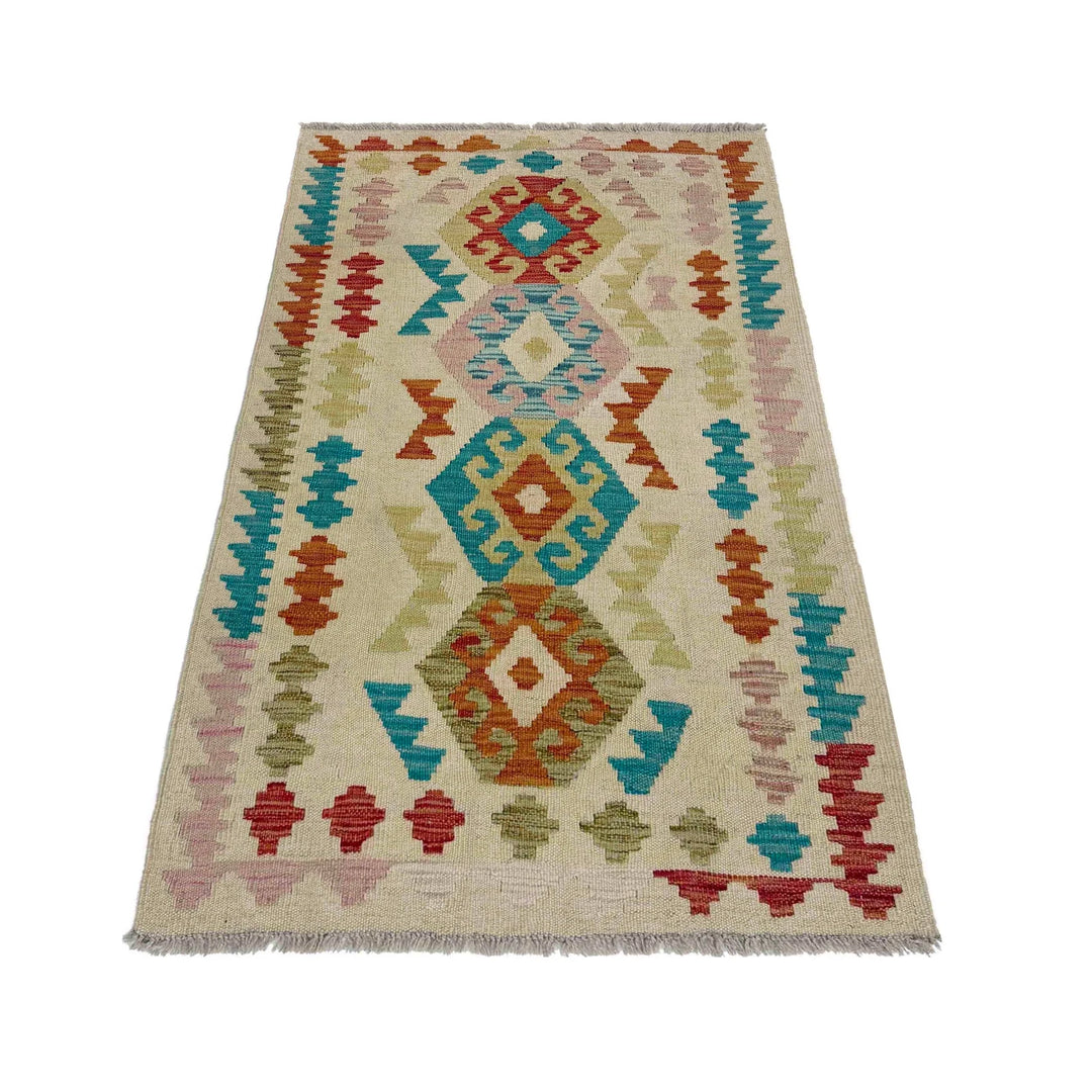 Afghan Vegetable Kilim Rug 2' 6" x 4' 4" Flat-Weave | No. AL395727