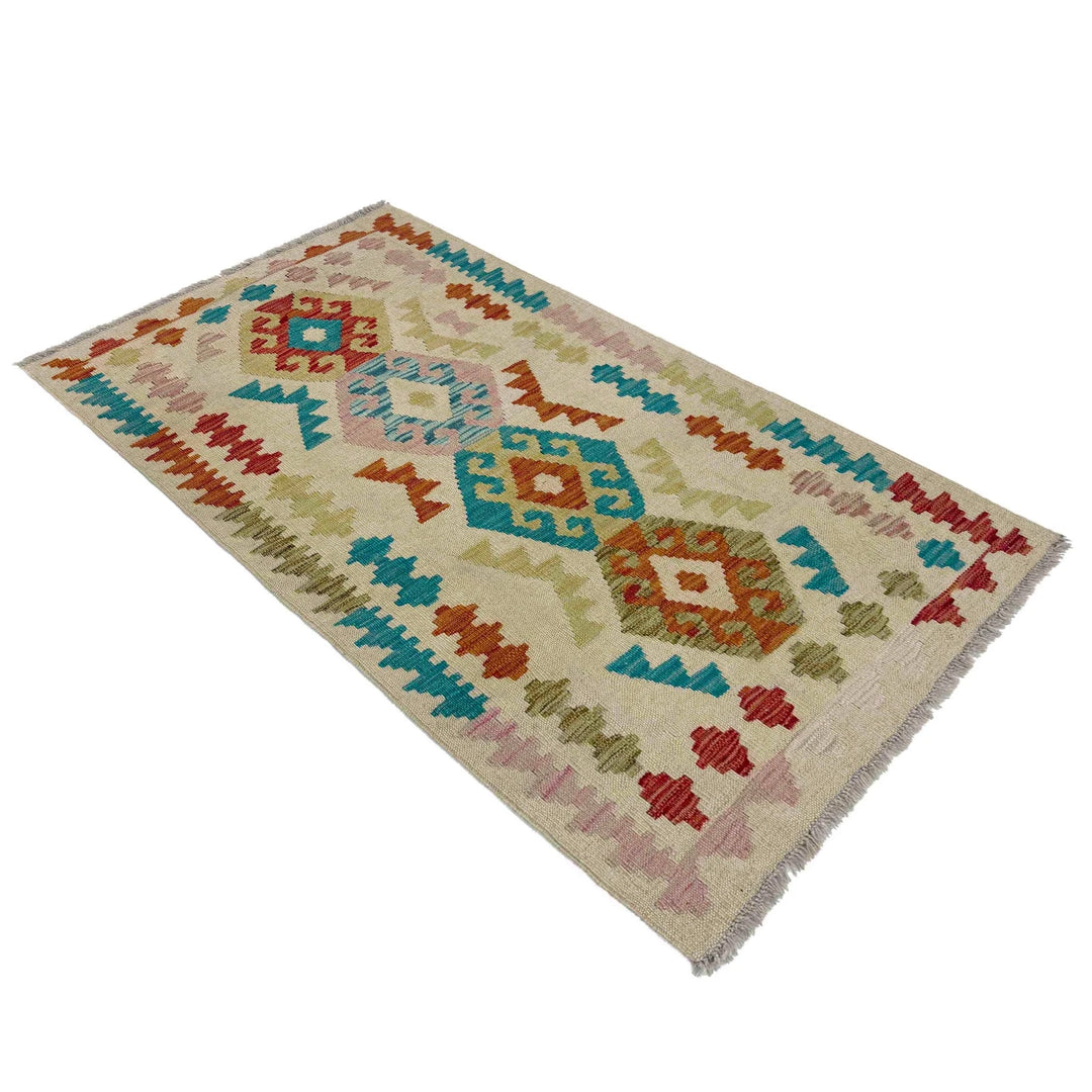 Afghan Vegetable Kilim Rug 2' 6" x 4' 4" Flat-Weave | No. AL395727