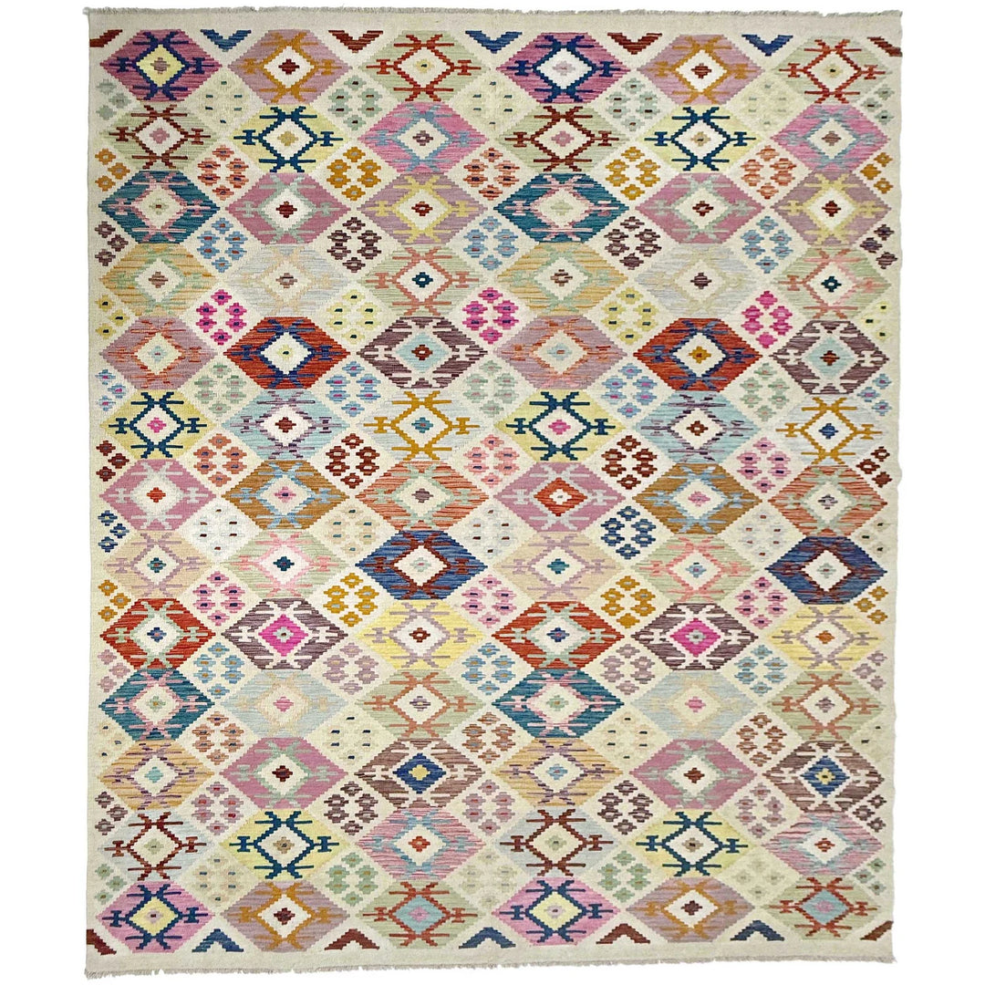 Afghan Vegetable Kilim Rug 8' 0" x 11' 5" Flat-Weave | No. AL396752