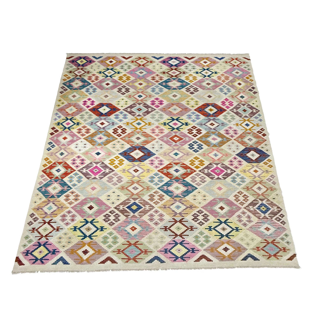 Afghan Vegetable Kilim Rug 8' 0" x 11' 5" Flat-Weave | No. AL396752