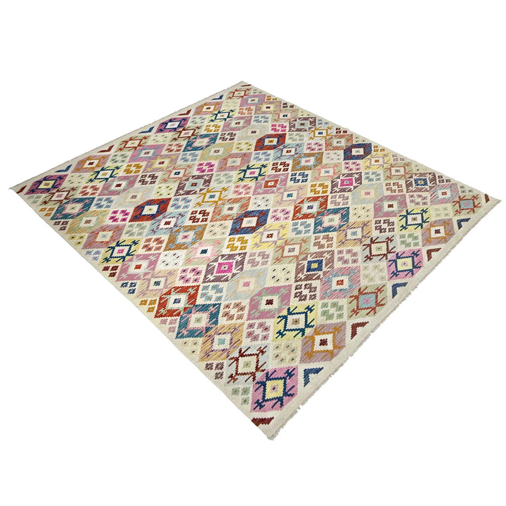 Afghan Vegetable Kilim Rug 8' 0" x 11' 5" Flat-Weave | No. AL396752