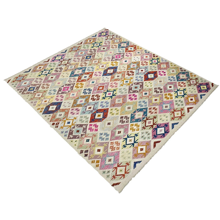 Afghan Vegetable Kilim Rug 8' 0" x 11' 5" Flat-Weave | No. AL396752